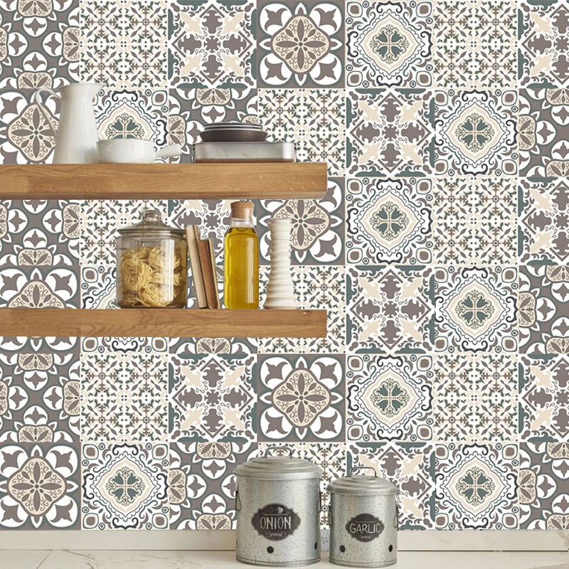Morocco Retro Self-adhesive Mosaic Tile Sticker Waterproof Backsplash For Kitchen Wall PVC Stair Waist Line | Дом и сад