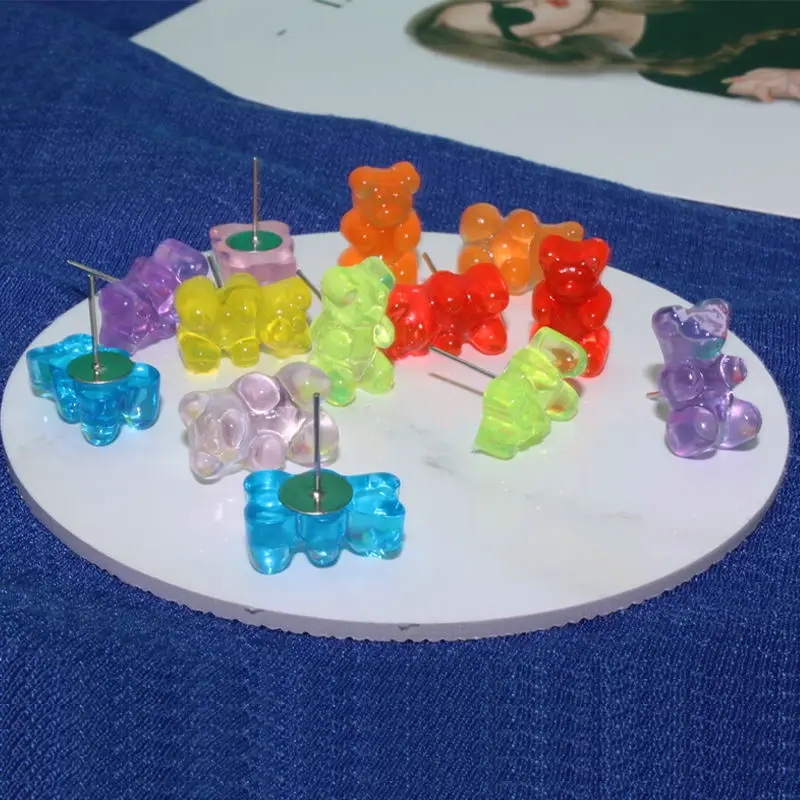 Серьги с милым маленьким медведем красочные серьги ручной работы мультяшным