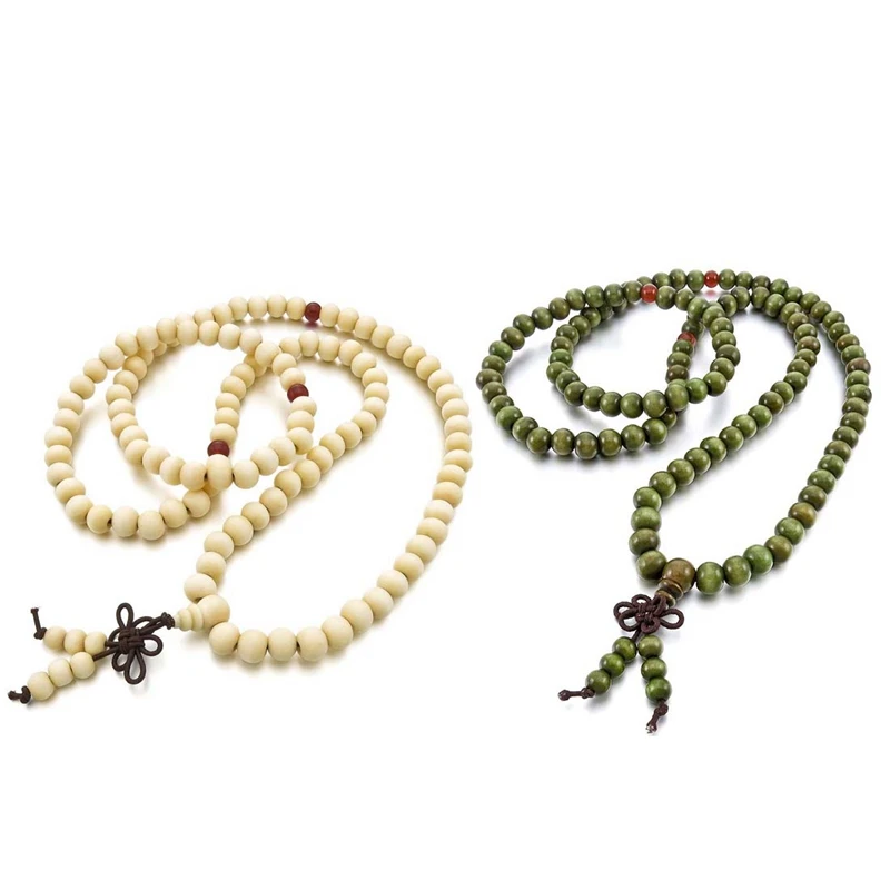 2 предмета 8 мм Дерево Цепочки и ожерелья тибетский сандалии 108 шт. Шариков