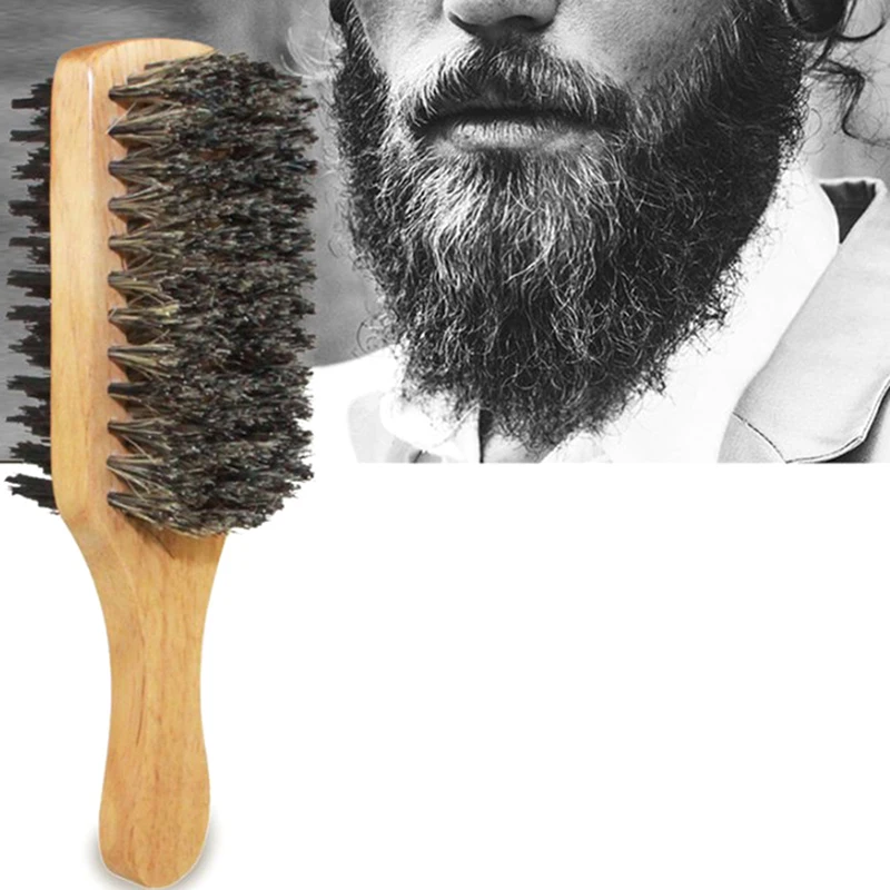 

1x Beard Brush Bristle Hair Natural Wooden Wave Brush for Male, Styling Beard Hairbrush for Short Long Thick Curly Wavy Hair