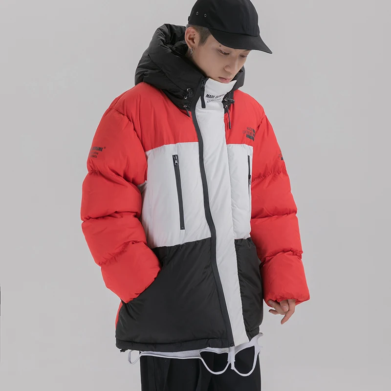 Пуховик Mirecoo мужской зимний парка с капюшоном и надписью ветрозащитная верхняя