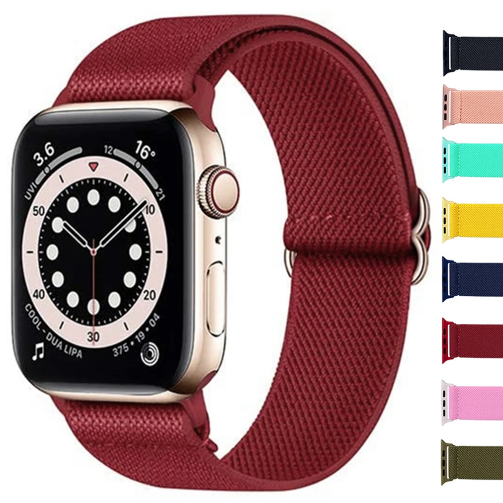 

Ремешок нейлоновый для apple watch 44 мм 40 мм серия 6 5 4 se, спортивный эластичный плетеный браслет для соло iwatch 3, 42 мм 38 мм
