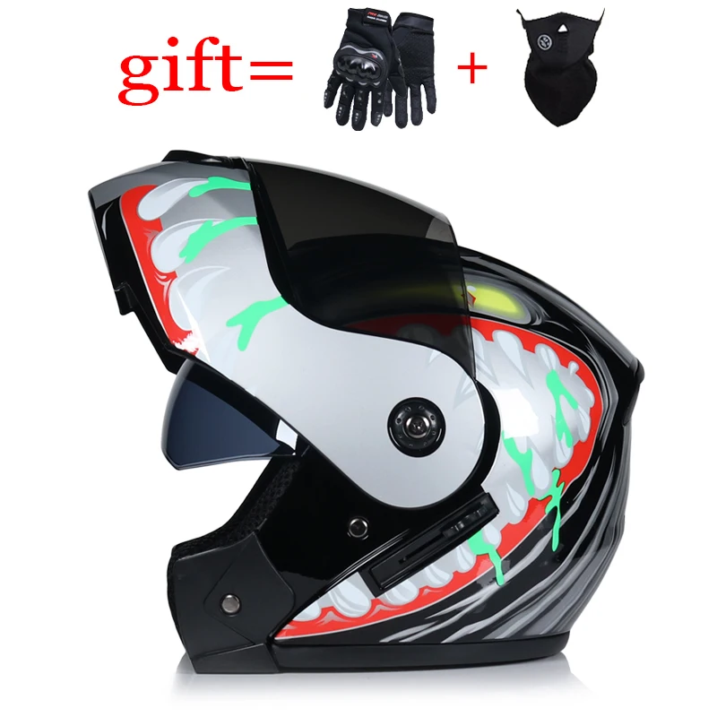 VURTUR DOT утвержден двойной объектив флип мотоциклетный шлем Casco Racing Capacete с