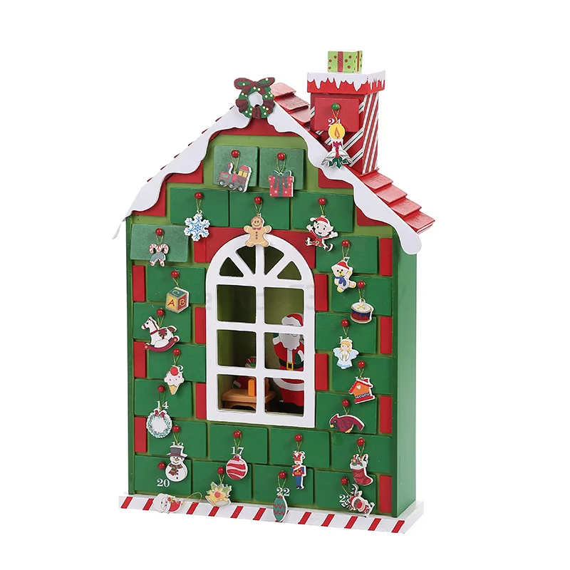 

Wooden House Drawer DIY Advent Calendar Christmas Town Countdown Creative family santa decoration Gifts For Home