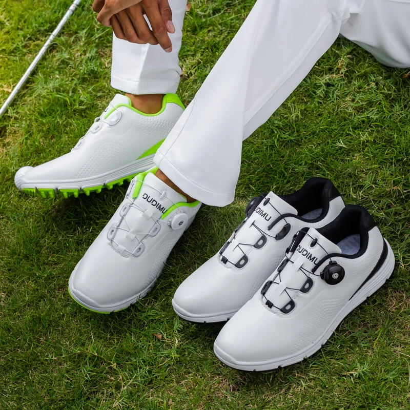 

2020 New Products Golf Shoes Men's Professional Golf Walking Sneakers Waterproof Leather Golf Sneakers White Green Sports Boots