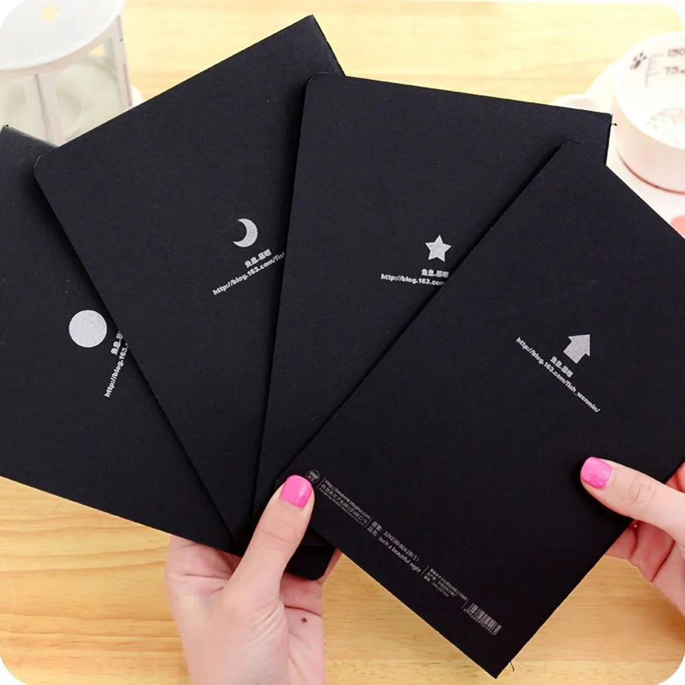 

2Pc Black Notebook Diary Black Paper Notepad Sketch Graffiti Notebook For Drawing Painting Office School Stationery Gifts