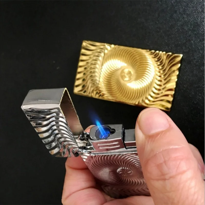 Ping Sound Metal Lighter Oil Windproof Wheel Lighters Unique Vortex Compact Butane Jet Fire Refillable Cigarette Gadgets | Дом и сад