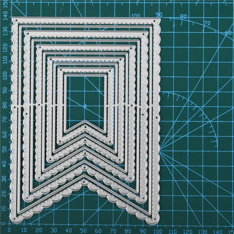 

YaMinSanNiO Metal Cutting Dies Cut Die Mold 5Pcs Dotted Banner Frame Scrapbook Paper Craft Knife Mould Blade Punch Stencils Die