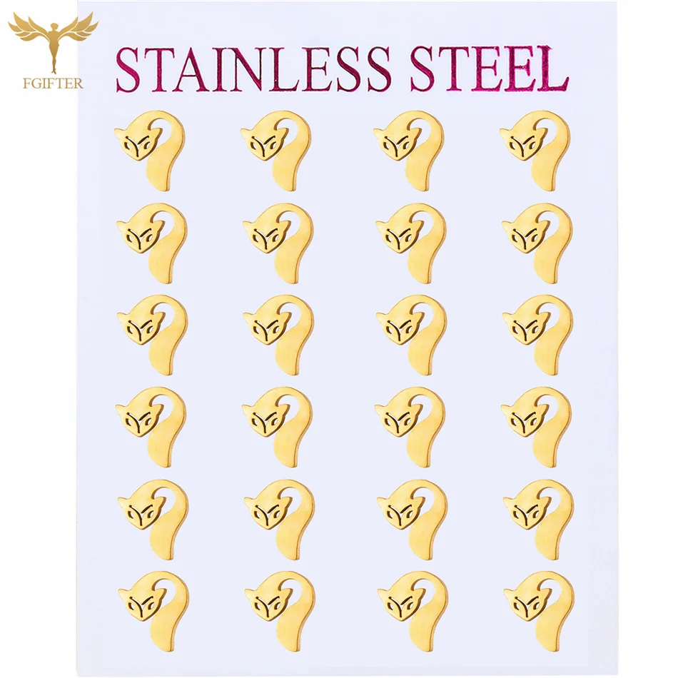 

Cute Girl Earrings Set Fox Stud Earrings 18K Gold plate Jewelry Stainless Steel Ear Accessories Fashion New Female Gifts