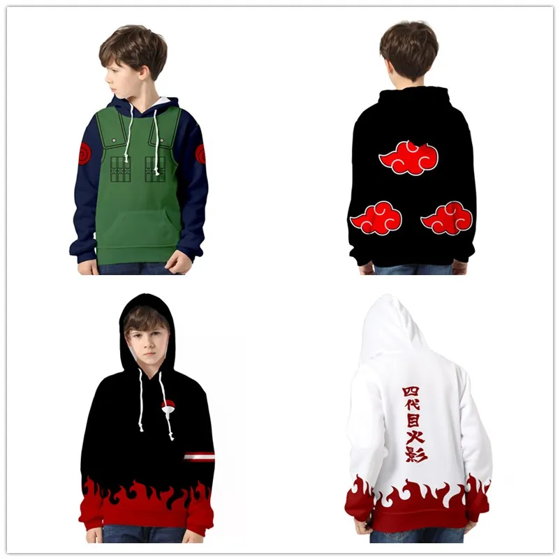 

3 To 14 Years Kids Hoodie Anime Sasuke/Kakashi 3D Print Hooded Sweatshirt Boy/Girls Harajuku children Jacket Coat Teen Clothes