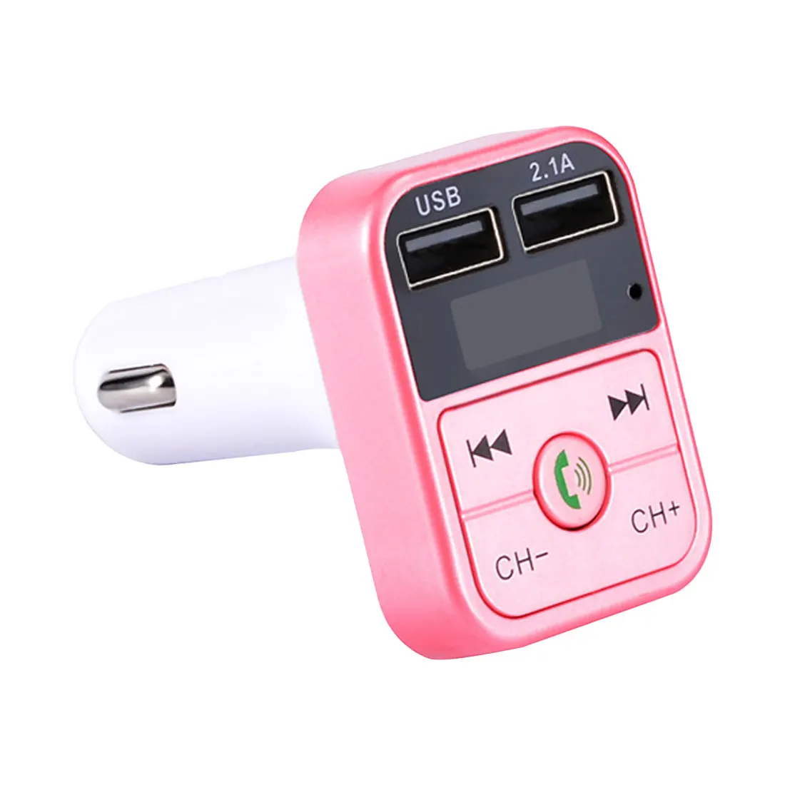 Розовый Автомобильный Bluetooth fm-передатчик, беспроводной приемник, Автомобильный светодиодный MP3-плеер 2.1A, двойное USB быстрое зарядное устройство, автомобильные аксессуары - Название цвета: Розовый