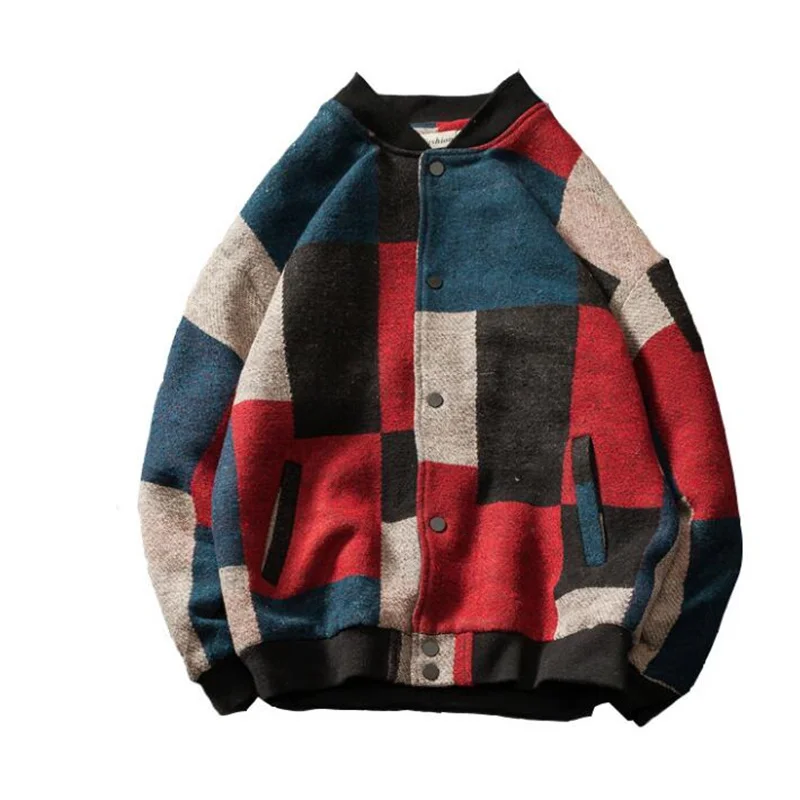 Модная Повседневная Клетчатая Шерстяная Молодежная куртка в стиле ретро