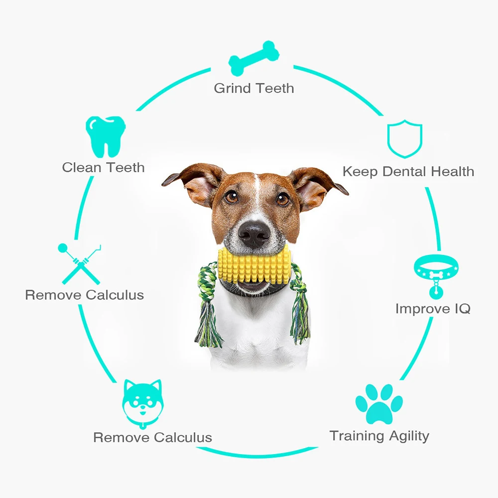 

Corn Dog Chew Toys Teeth Cleaning Toy Corn-Shaped Dog Rope Toy Tough Interactive Dog Toys for Dogs Exercise Training Toy