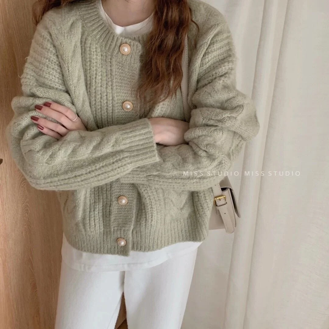 

Женский мягкий вязаный кардиган, свободный мягкий свитер с цветочным принтом в Корейском стиле, весна 2021