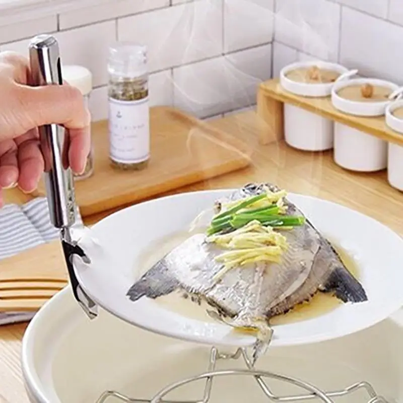 

1 Pcs Stainless Steel Bowl Holder Heat Resistant Dish Clamp Pan Gripper Household Non Slip Dish Plate Bowl Clip Kitchen Pot Clip