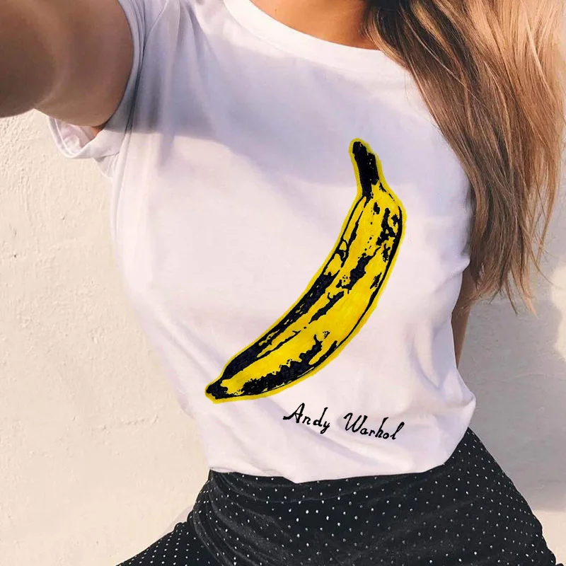 

Ripe Banana Women Vouge T-shirt Simple print Womens Summer Female Tee Short Sleeve O-neck Clothing Top Harajuku T-shirt