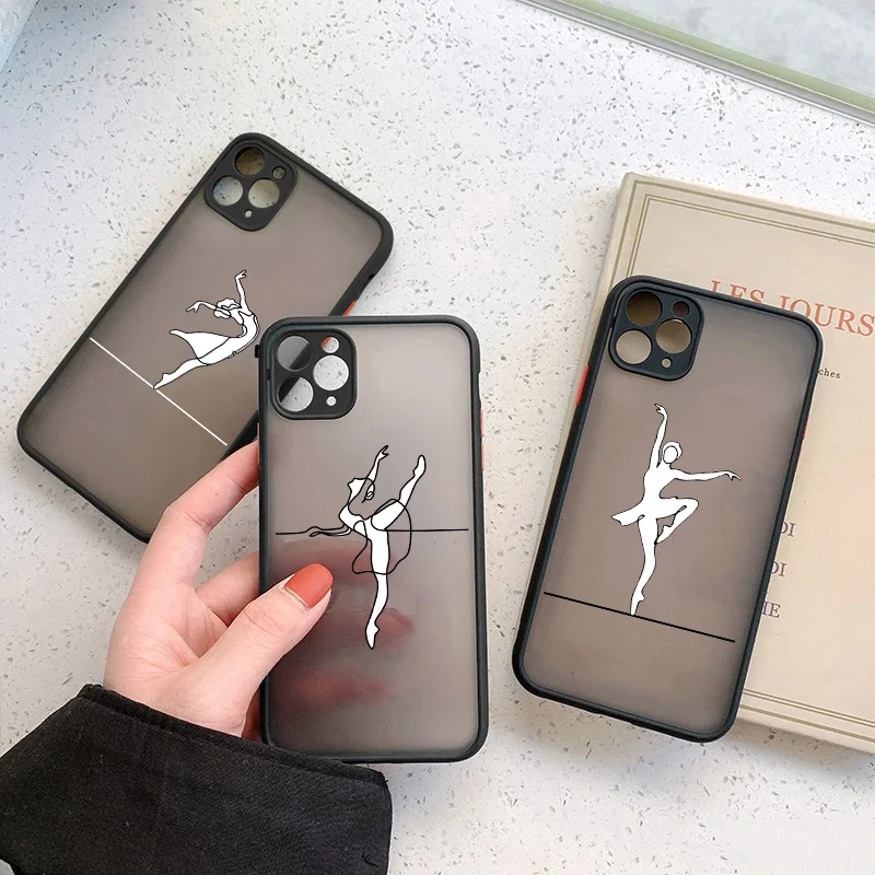 Чехол для телефона с балериной iPhone 12 11 Pro Max Mini X XS XR 8 7 6 6s Plus жесткий матовый чехол