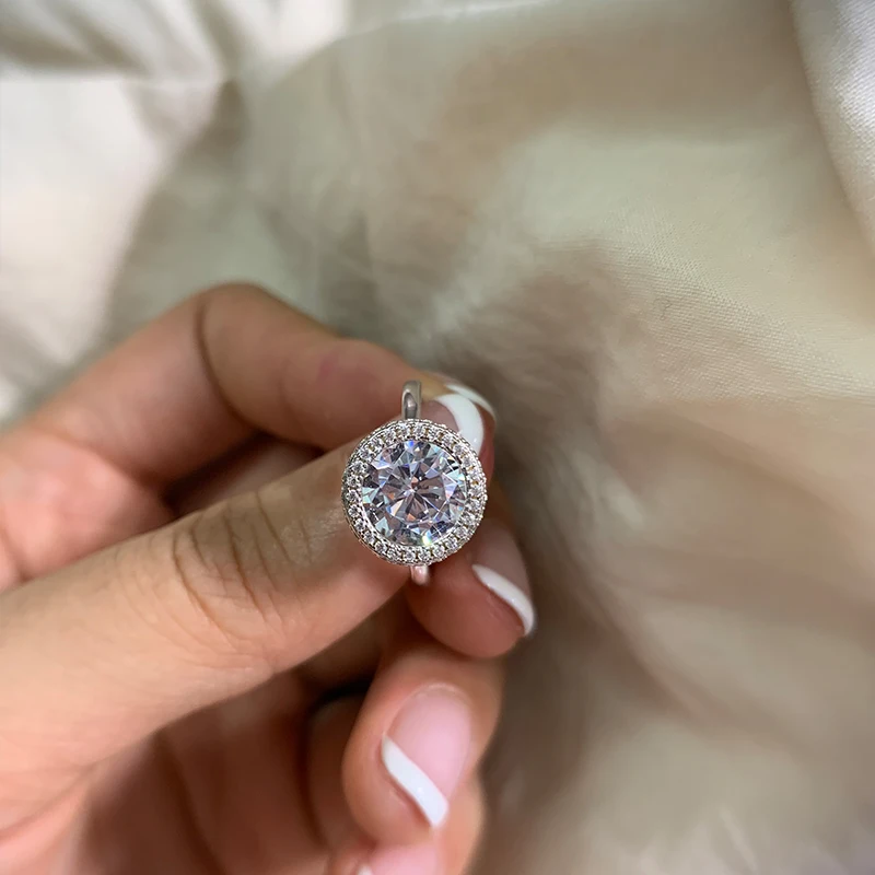 Женские кольца ANGELFRIGG из настоящего серебра 925 пробы с прозрачными круглыми