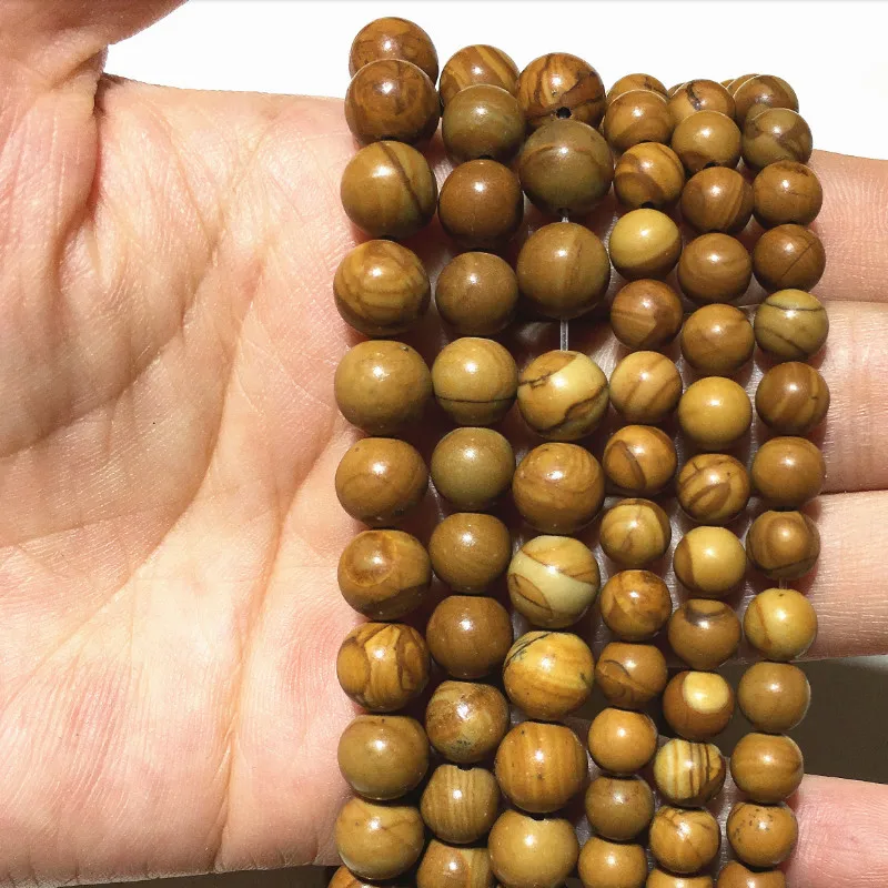 

Quality Wooden Jasper Natural Spacer Loose Bead for Jewelry Making DIY Bracelet Accessories ( Pick Size 4 6 8 10 Mm )