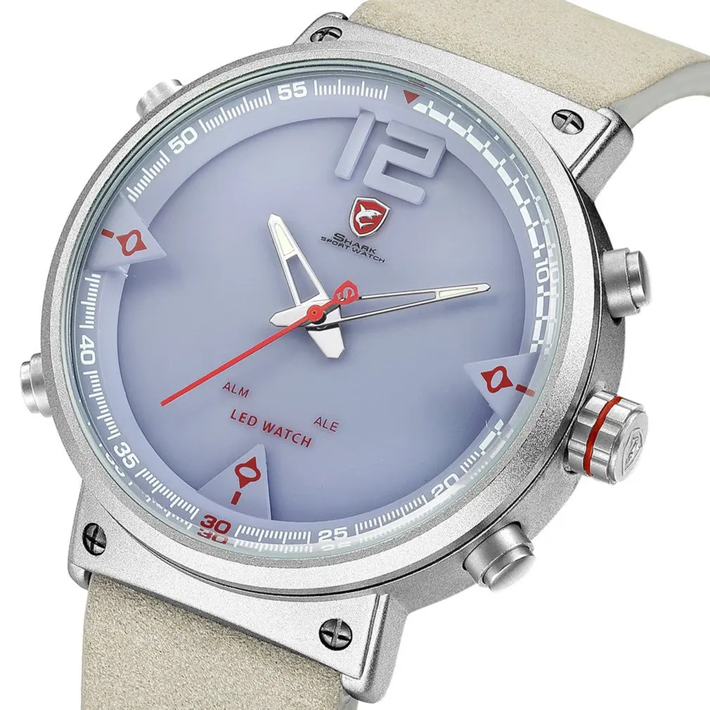 Grey SH550 Bluegray ковер Акула мужские спортивные часы лучший бренд военные черные часы светодиодный цифровой аналоговый кварцевые наручные часы Relogio часы/SH548 - Цвет: Grey SH550