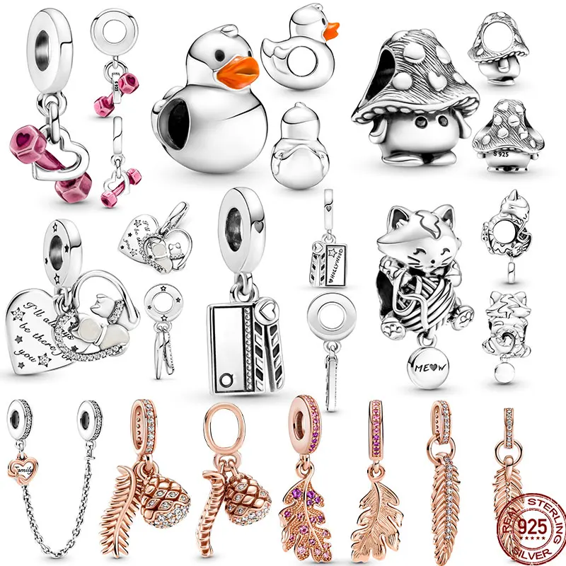 Новинка 2021 подвеска-бусина в виде котенка и розовых гантелей рыбы подходят для