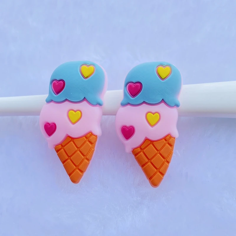 10 new cute cartoon ice cream soft rubber series flat bottom diy crafts mobile phone case accessories f79 free global shipping