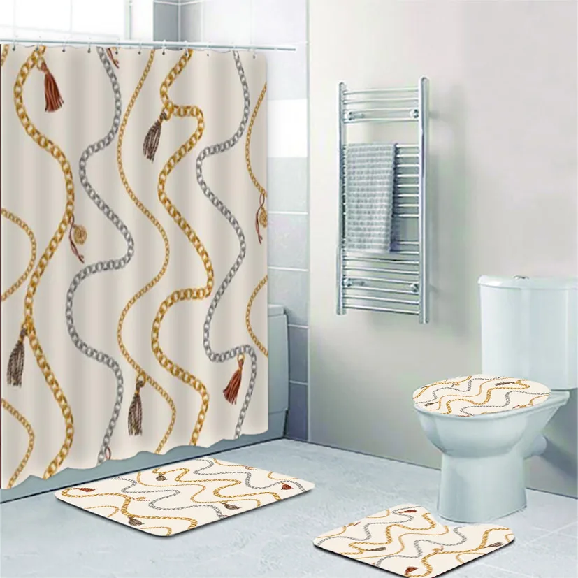 Модные ретро ремни с тесьмой и принтом занавеска для душа набор ковриков ванной