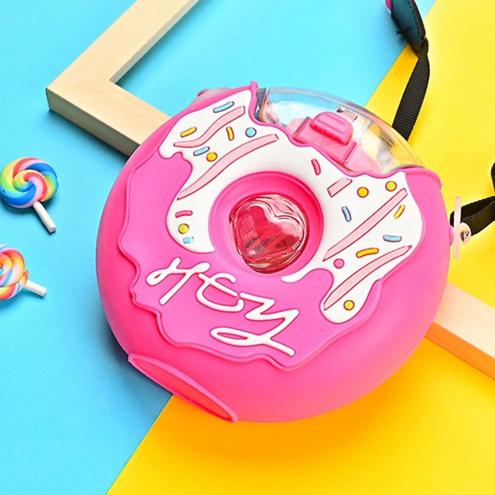 

Creative Donut Water Bottle With Straw Doughnut Kettle Leak Proof Cute Style Bottle Children Portable Travel School Water Cup