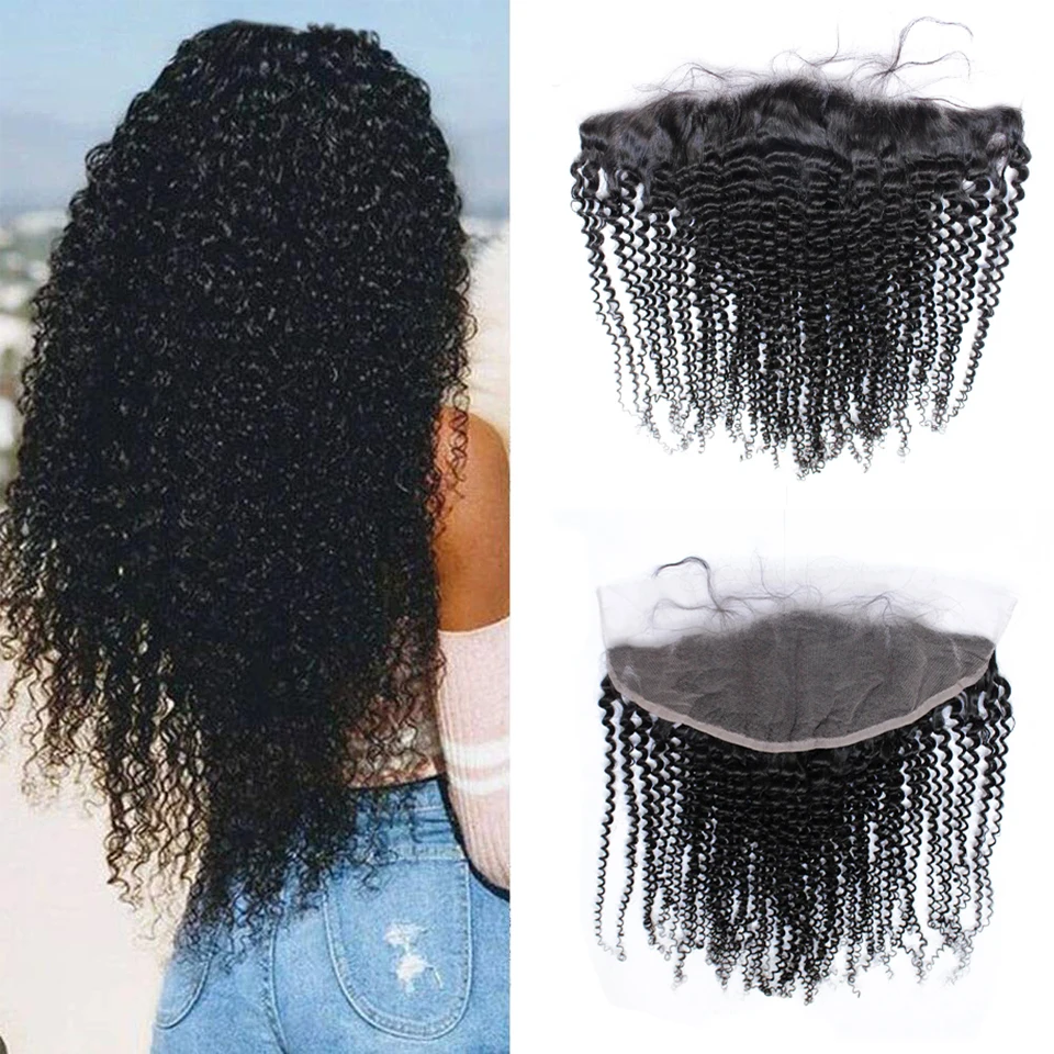 

ZJC Kinky Curly 13x4 Lace Frontal Pre-plucked Transparent Lace Natural Color High Quality Closure For Women Melt Skin