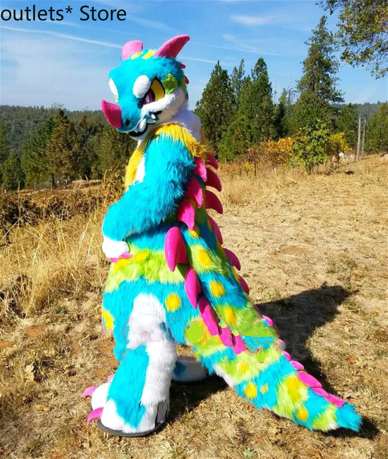 Костюм талисман с оранжевым драконом костюм для косплея вечеринки игры