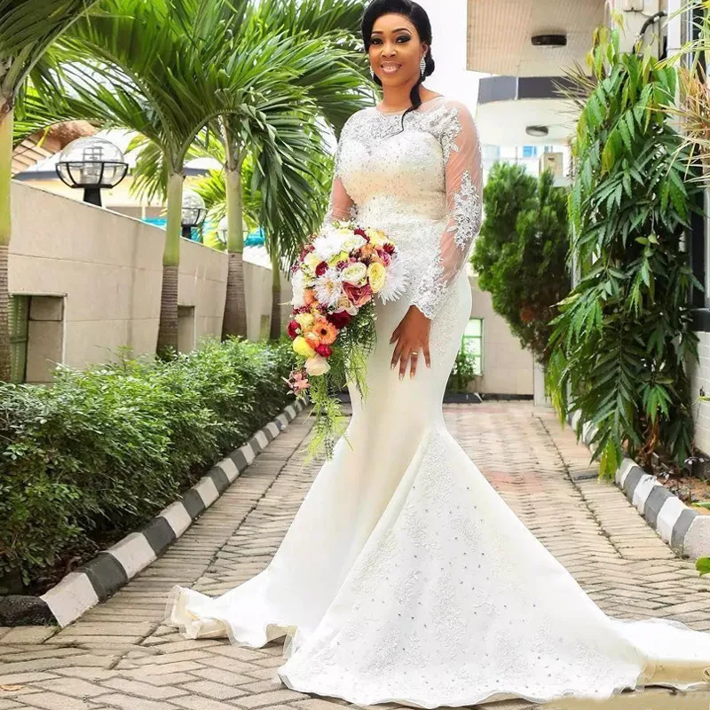 

Облегающие Свадебные платья с длинным рукавом, юбка-годе, блестящие свадебные платья, модель 2020 года, ограниченный выбор онлайн