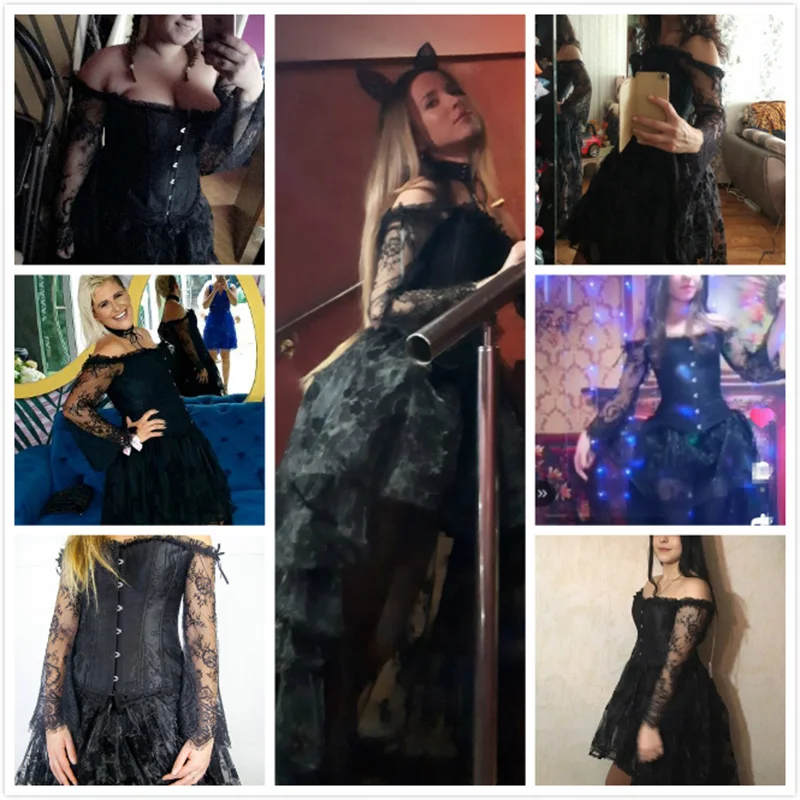 Готический Корсет Бюстье для танцев комплекты из топов с платье Винтаж Gorset