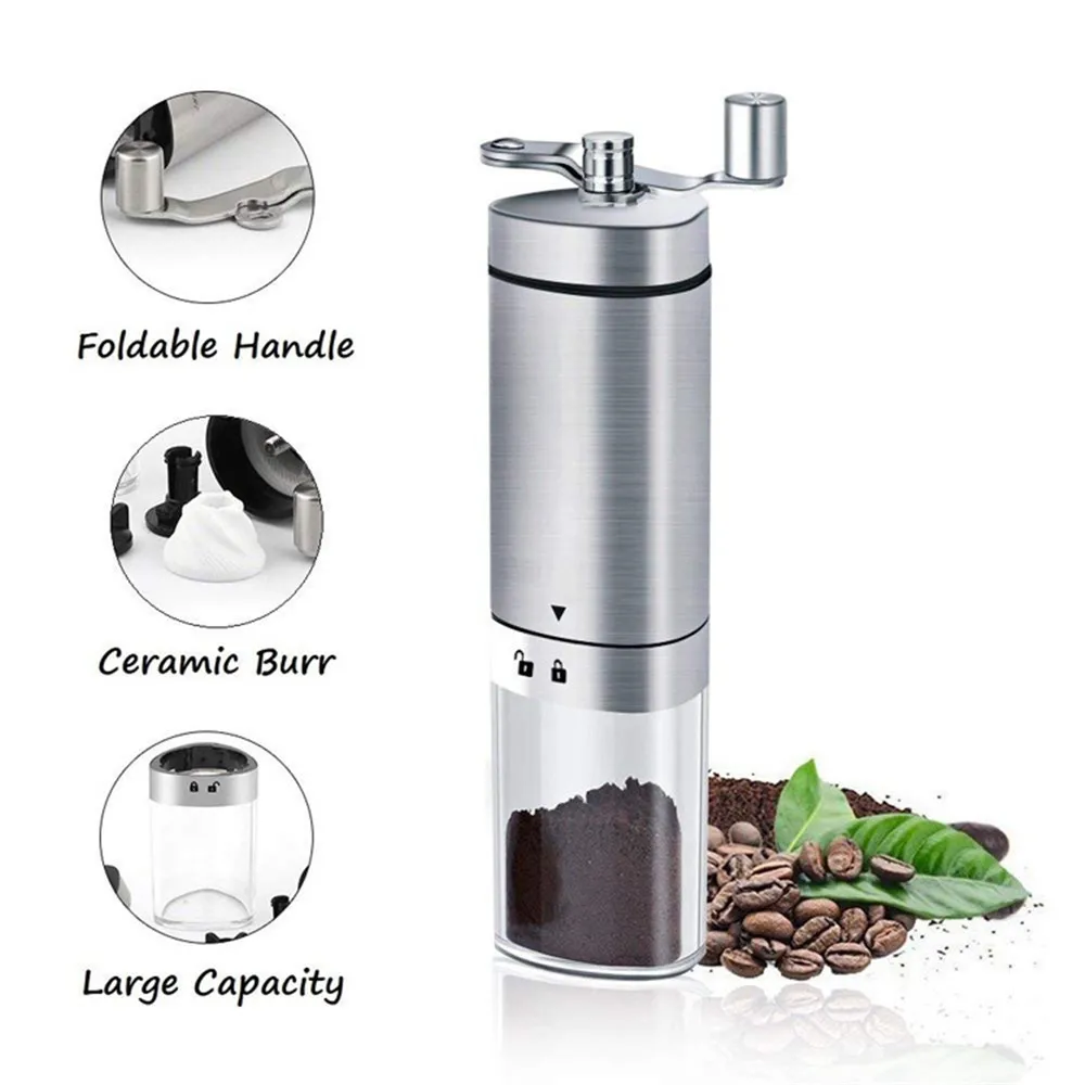 Portable Coffee Grinder Stainless Steel Adjustable Handheld Cocoa Bean Conical Burr Mill Manual | Дом и сад