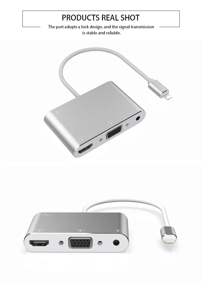 Для телефона Apple к HDMI подключение Lightning к Hdmi Vga два-в-одном конвертер