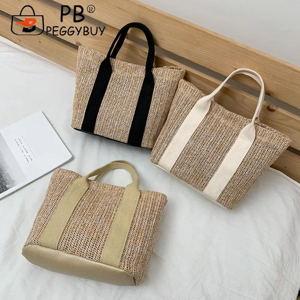 

Женская Соломенная Сумка, летняя вместительная плетеная сумка ручной работы