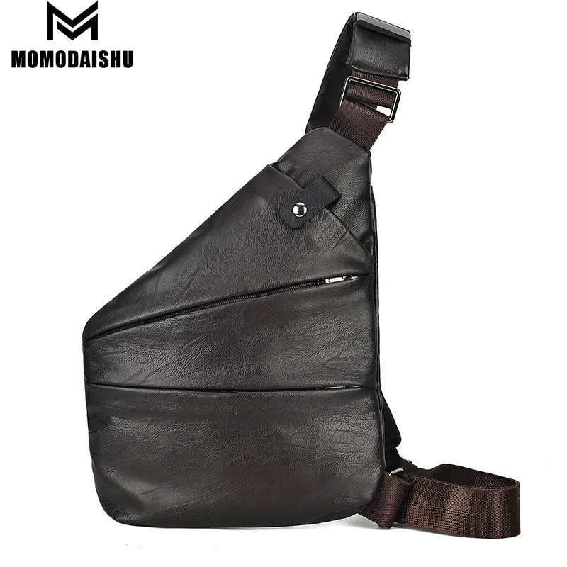 Мужские Водонепроницаемые нагрудные сумки из ПУ кожи Мужская тактическая