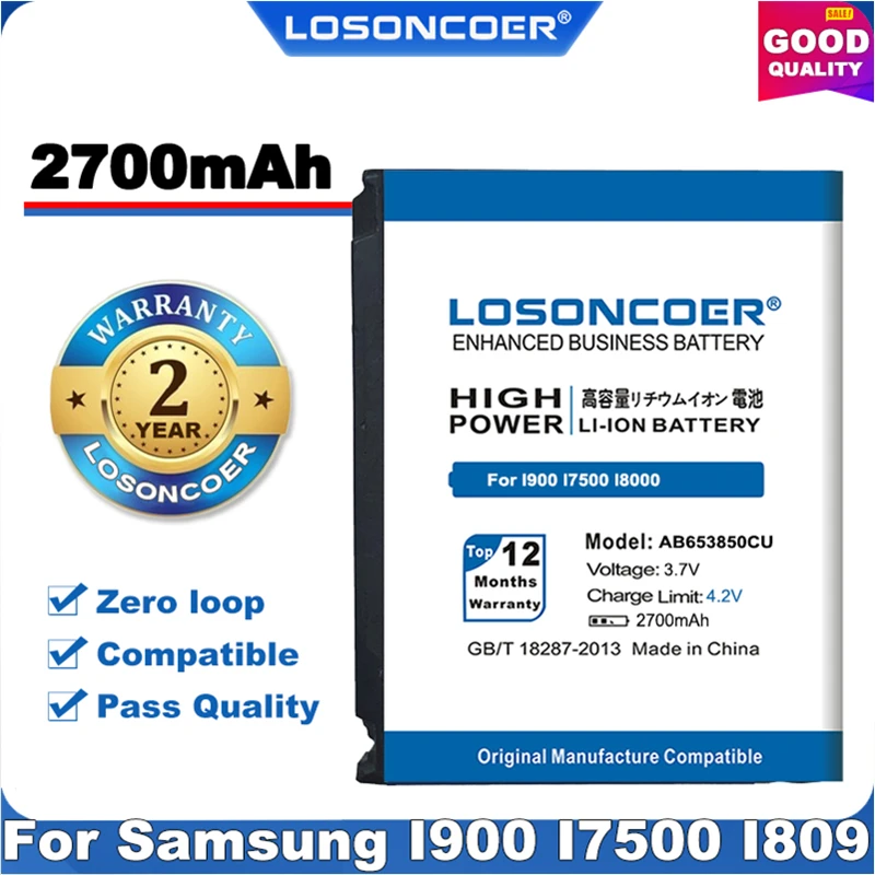Аккумулятор LOSONCOER 2700 мАч AB653850CU для Samsung I809 I7500 I900 SPH D720 A850 M900 I8000 T939 100%