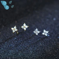 925 sterling silver ear needle crystal flower stud earrings for women simple charm zircon earrings ins style jewelry