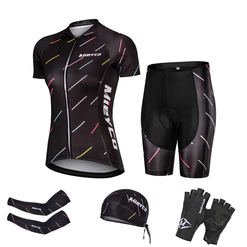 

Женский комплект одежды для велоспорта с коротким рукавом, комплект из трикотажа и брюк с гелевой подкладкой 5D для горных велосипедов