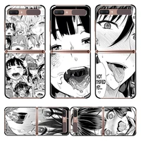 anime girl cartoon japan cute for samsung galaxy z flip 3 5g black fashion mobile hard shell shockproof fundas cover phone case