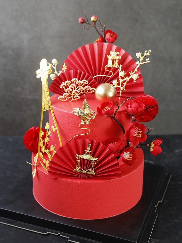 Луте павильон PineTree Crane Топпер для торта на день рождения вечерние украшения цветы