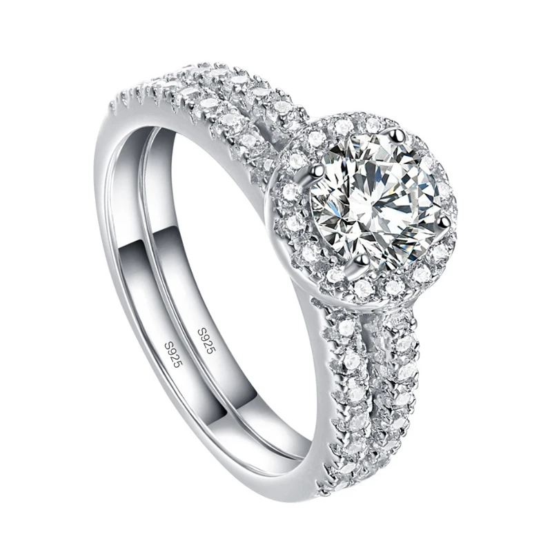 

S925 Sterling Silver Set Ring 0.8 CT Round Cut Simulated Diamond Jewelry Anniversary Gift