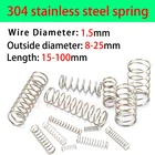 Пружина пружинная компрессионная из нержавеющей стали 304, диаметр провода 1,5 мм, внешний диаметр 8-25 мм, нажимная пружина 510 шт.