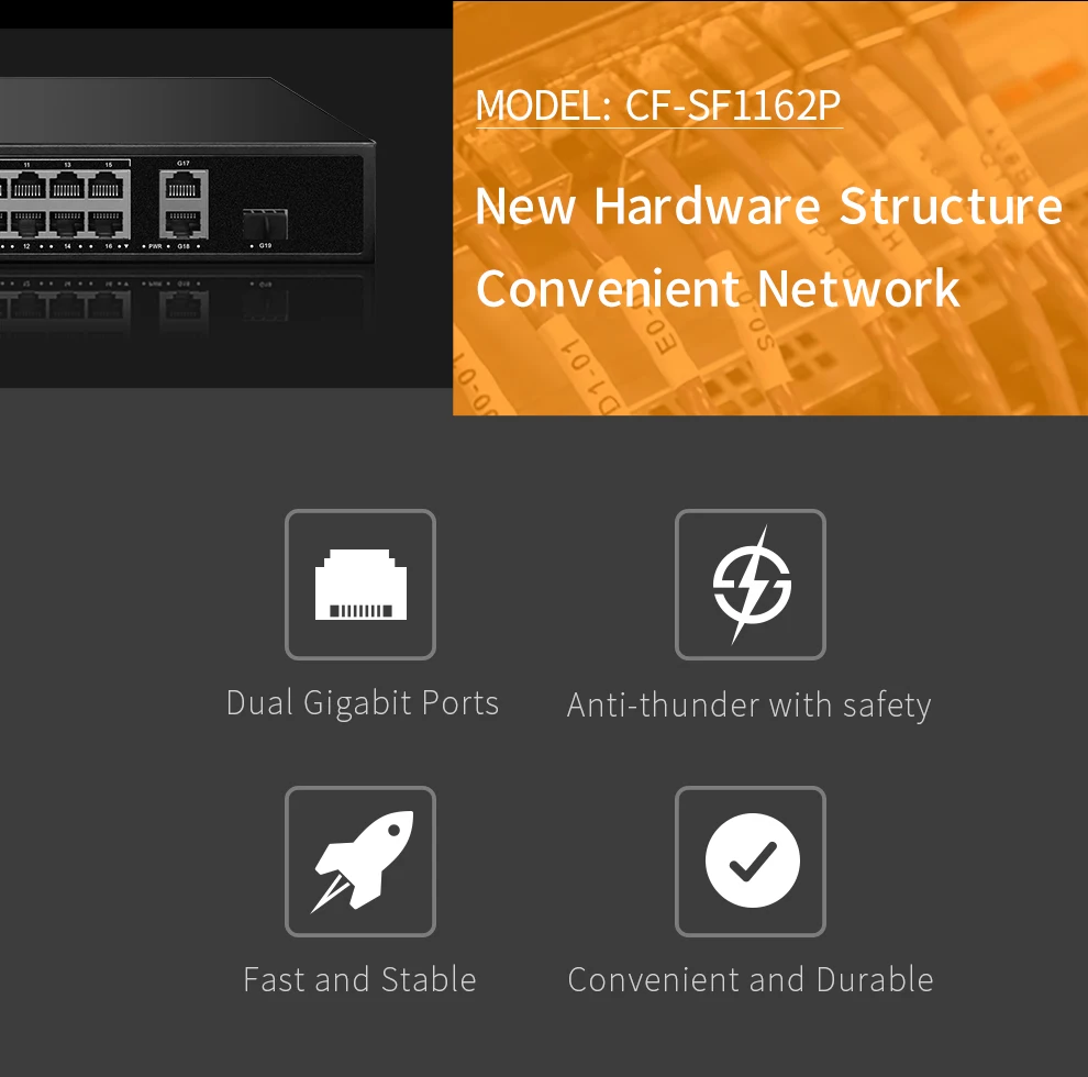 Comfast 19 порты 100 м интеллигентая (ый) коммутатор питания через Ethernet 16 портов POE +