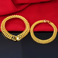simple design 24k gold cuban chain bracelet never fade vintage mens hook bracelet jewelery male hip hop jewelry friends gifts