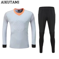 football goalkeeper uniform soccer set breathable quick drying jersey and pants with sponge mats protection football jerseys