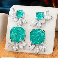 high quality trendy geometric sweet candy cubic zirconia crystal shiny earring for women bridal earring aretes de mujer modernos