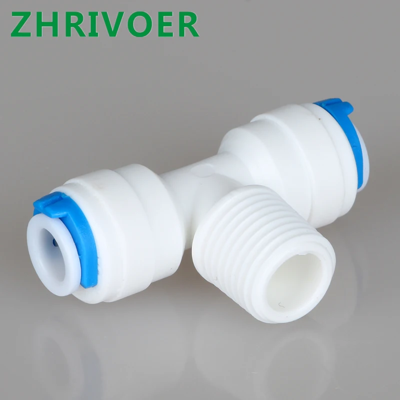 

OD Hose To 1/4" BSP Male Thread RO Water Plastic Pipe Quick Connector Reverse Osmosis System Fitting T Shape Tee 1/4" 3/8"