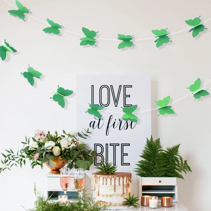 3 м 30 шт. градиентные цвета бумажные гирлянды-бабочки баннер подвесные украшения