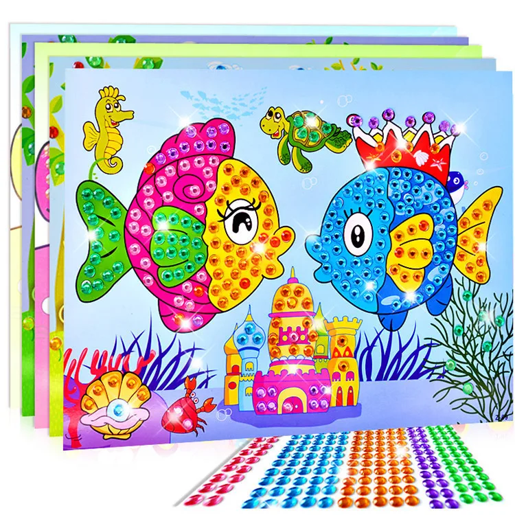 Crystal Sticker Craft DIY For Kids Children Diamond Painting Kindergarten Educational Mosaic Sticker Crafts Puzzle Toys 2019 NEW